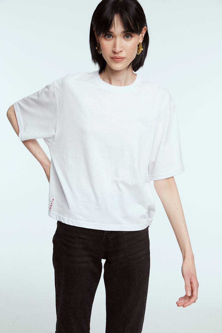 Oversize Beyaz Kısa T-Shirt