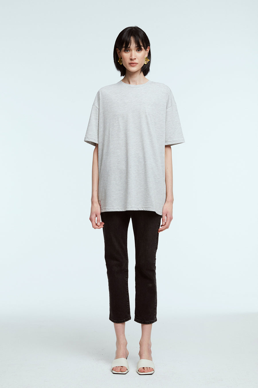 Oversize Gri Uzun T-Shirt