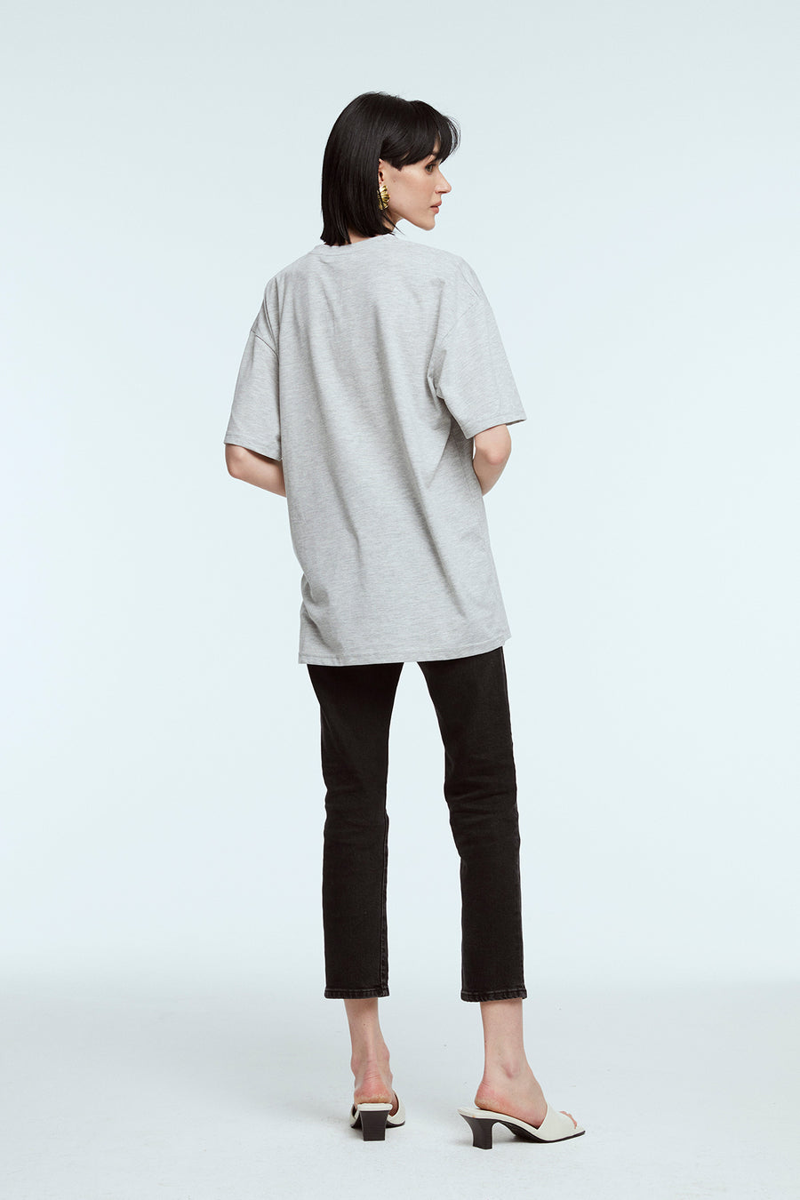 Oversize Gri Uzun T-Shirt