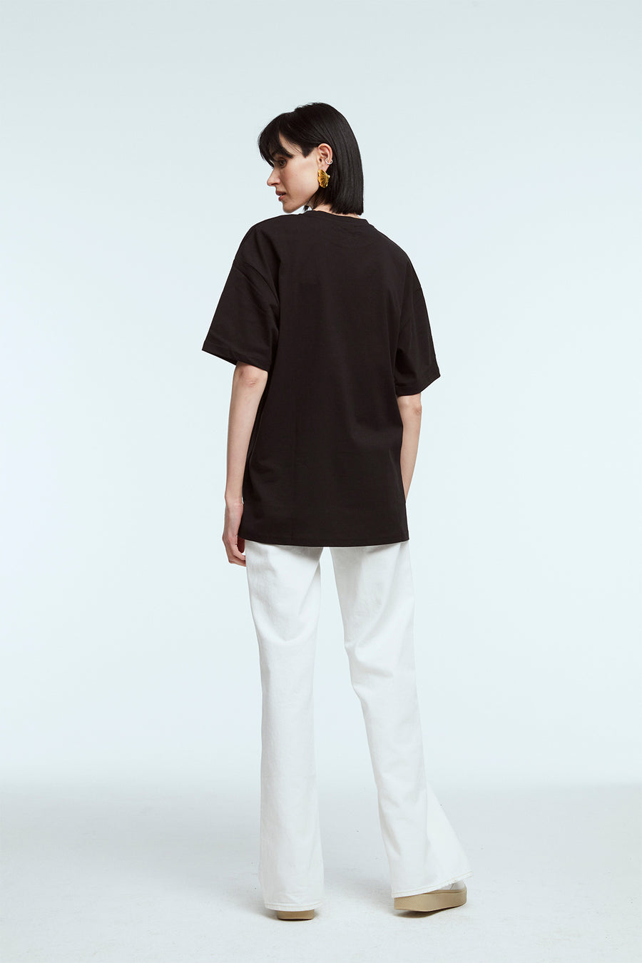 Oversize Siyah Uzun T-Shirt