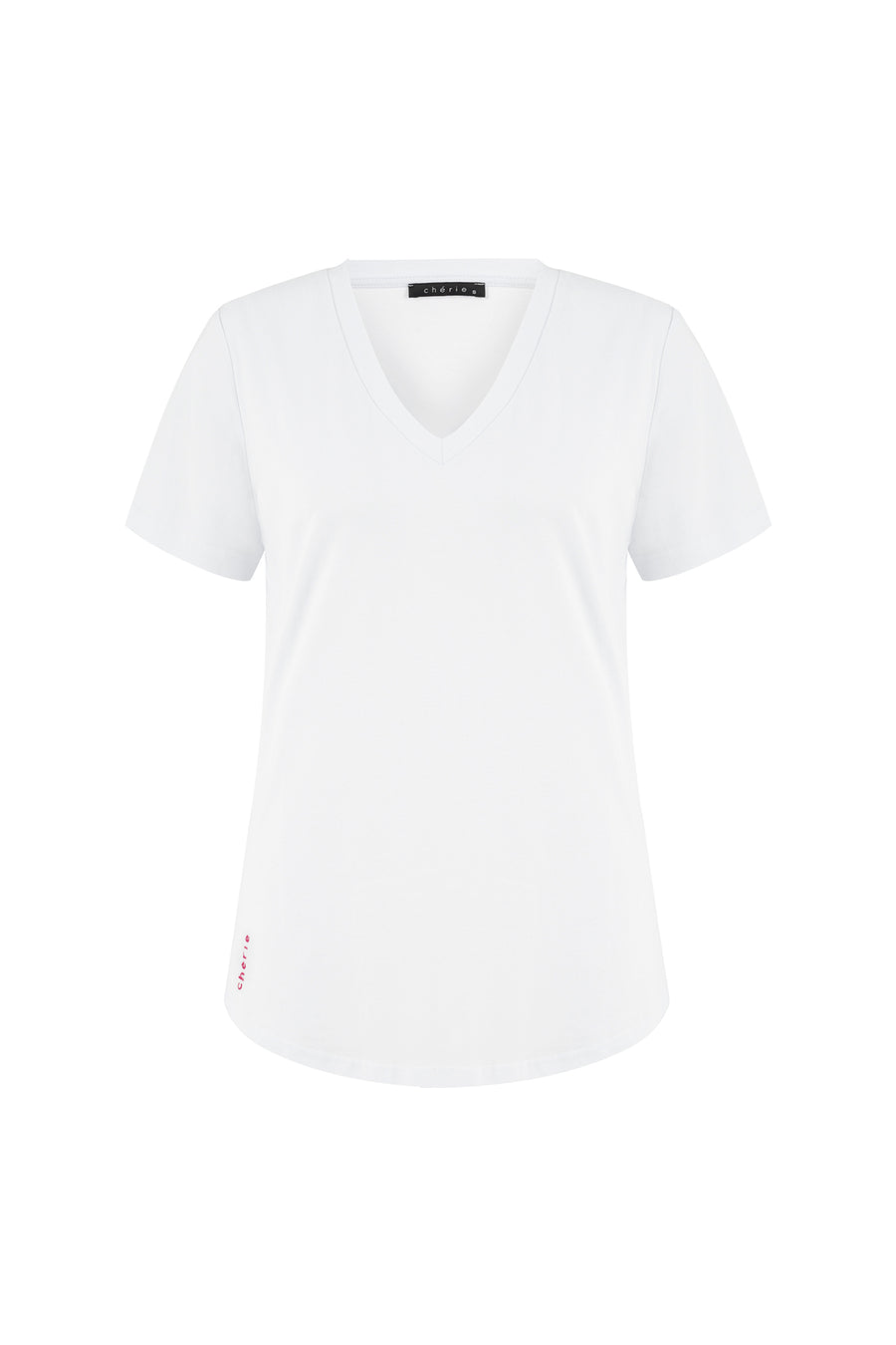 V Yaka Beyaz Basic T-Shirt