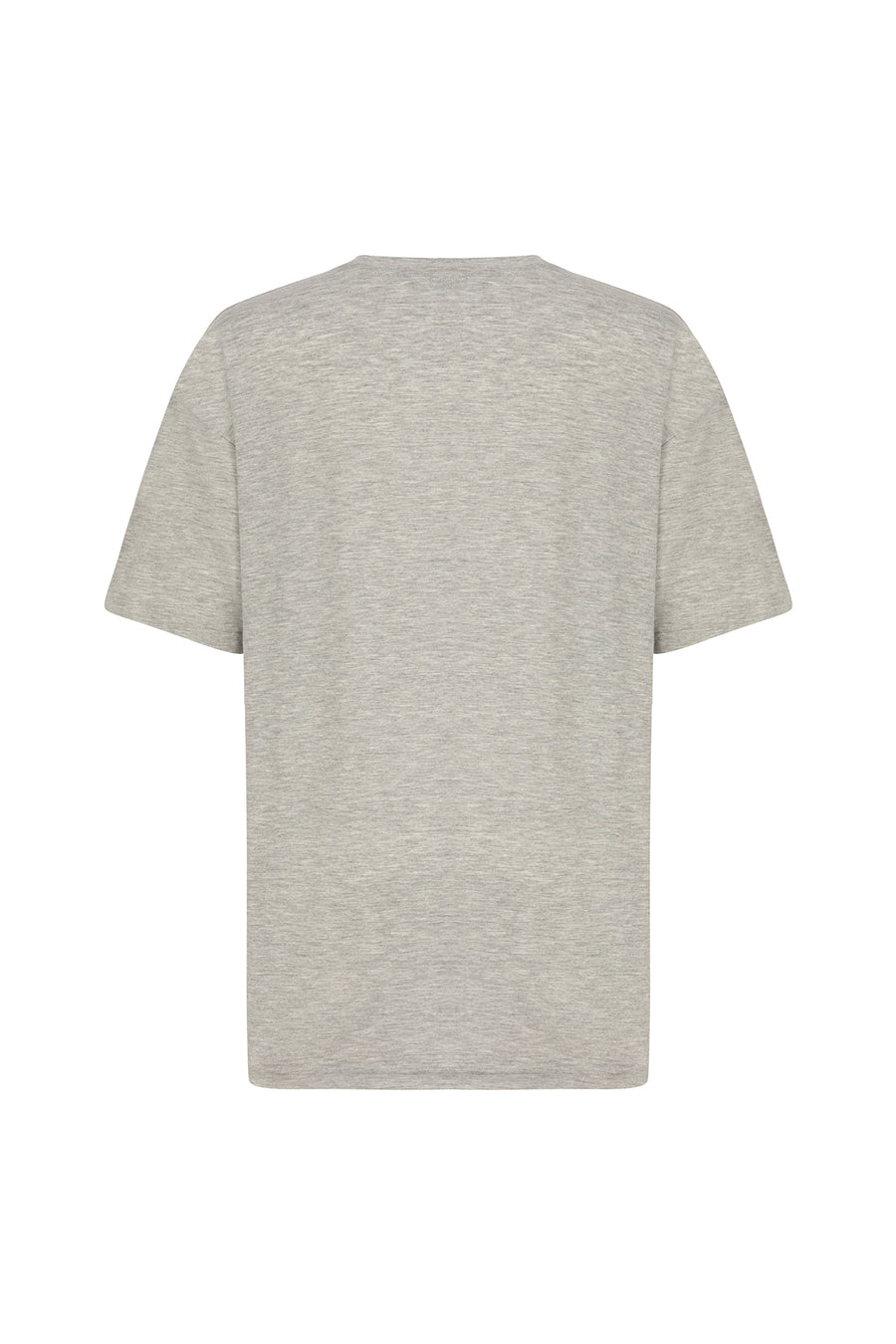 V Yaka Gri Basic T-Shirt